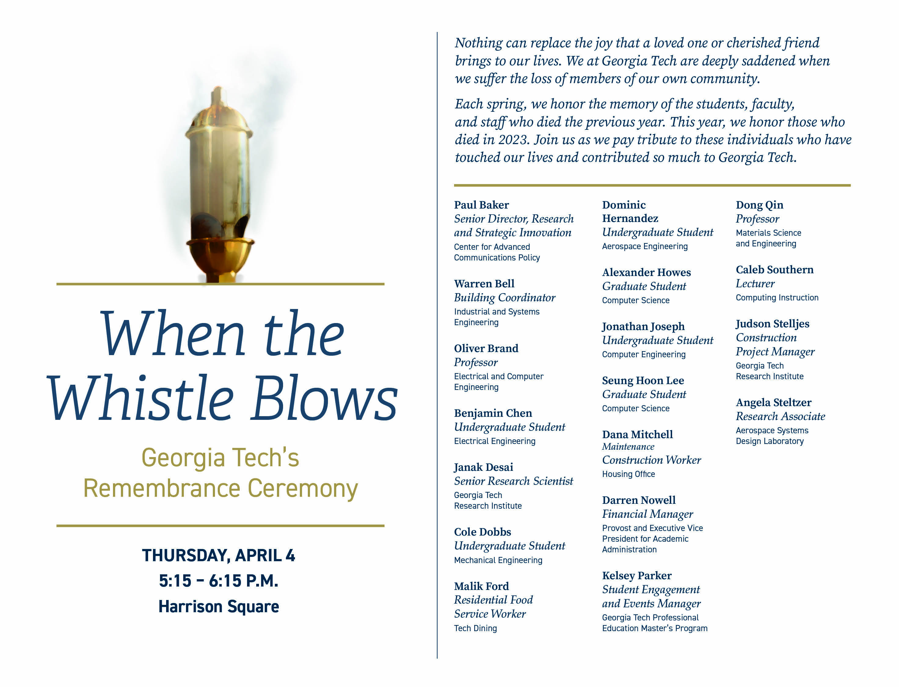 When the Whistle Blows Honorees