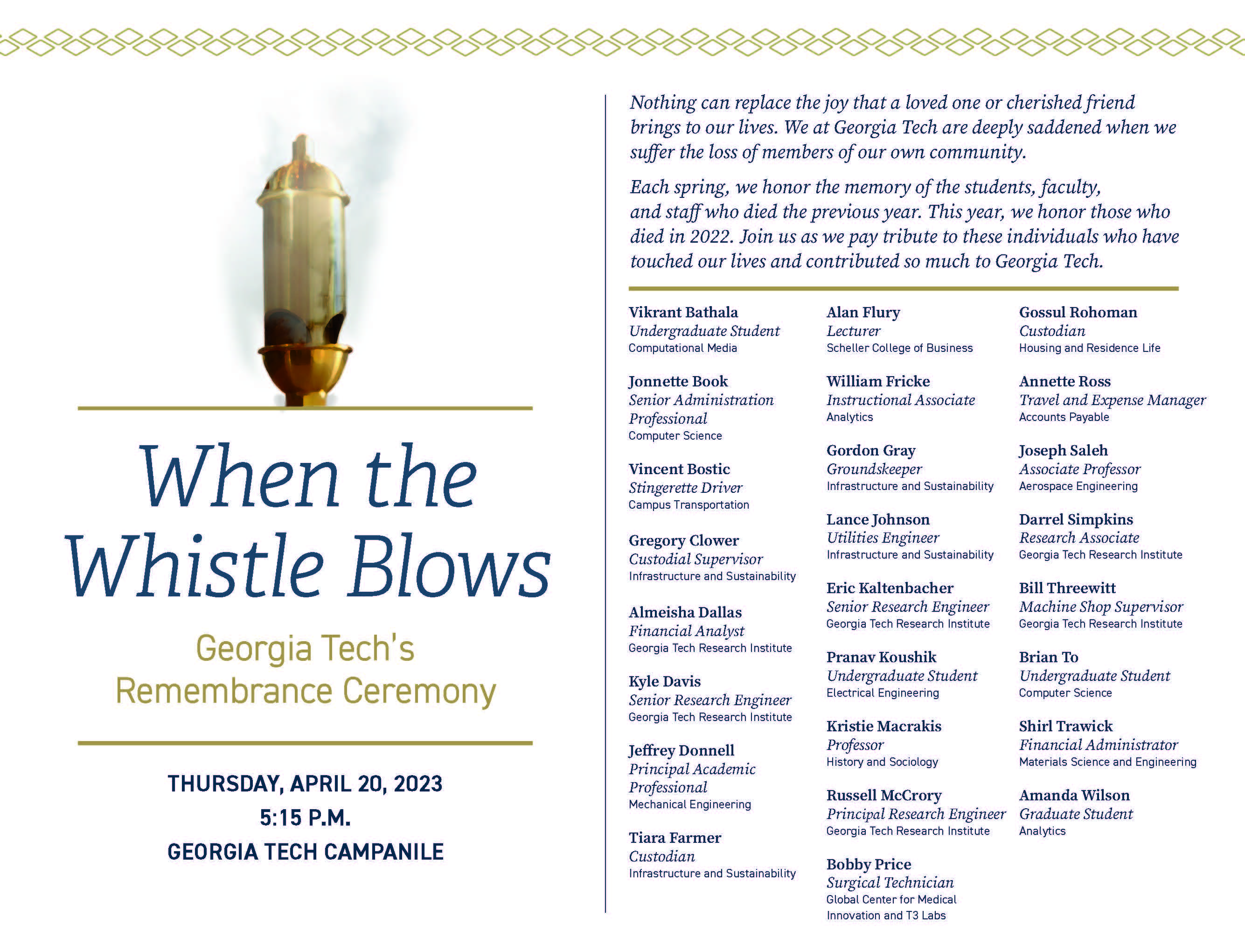 2023 When the Whistle Blows Honorees