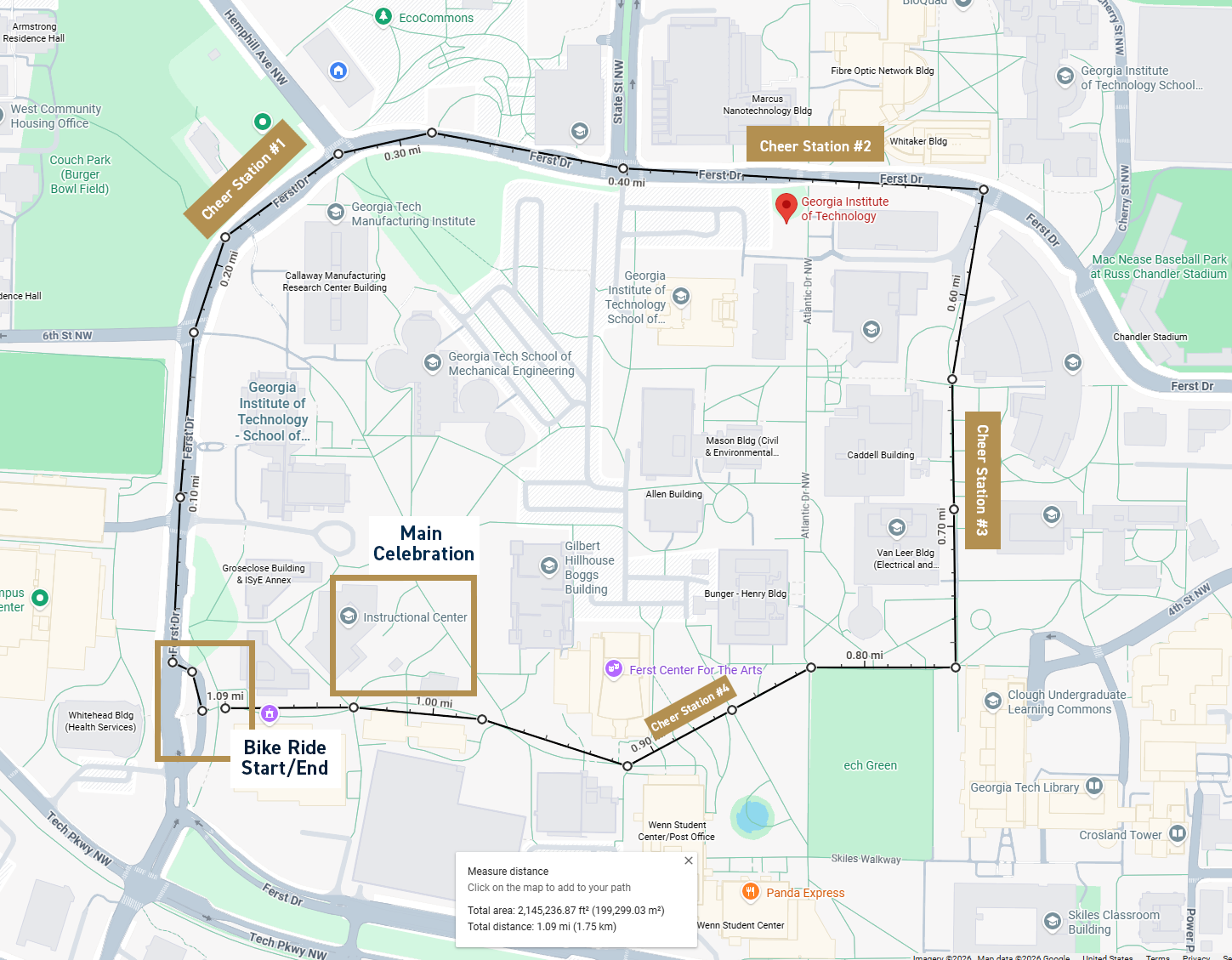 map - bike route and cheer stations
